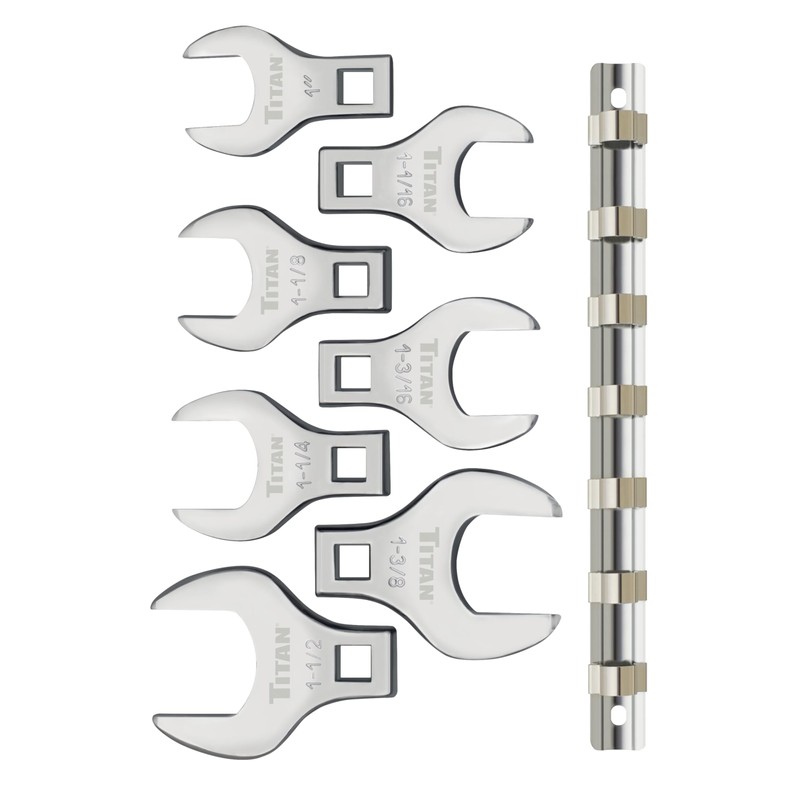 Titan 17671 7-Piece 1/2-Inch Drive SAE Jumbo Crowfoot Wrench Set