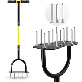 Jardineer Lawn Aerator Spike Aerating Tool, Updated 36" Taller Manual Grass Aerator Tool with 12 Stainless Spikes, Yard Aerator Tool for Compact Soil