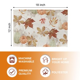 Croar Fall Maple Leaves Placemats Set of 4, Autumn Thanksgiving Vintage Pumpkin Dining Place Mats Table Decor, Retro Farmhouse Home Kitchen Decoration 12 x 18 Inches