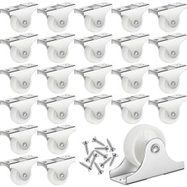 Maitys 24 Pcs 1 Small Casters Wheels Rigid Non Swivel Fixed Castor Wheels with
