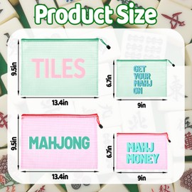 YHJIG 4 Pack Mahjong Tile Bag, American Clear Mahjong Case Set, Waterproof Mahjong Gifts Accessories Holder Pouch, Mahjong Card Lover Gifts, Case Only