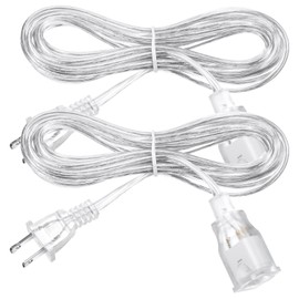 Relaxweex 2 Pack Extension Cord 10 Feet UL-Certified Extension Cord Indoor Thin 2 Prong Extension Cord Male to Female Power Cable for Light Fixtures(Clear)