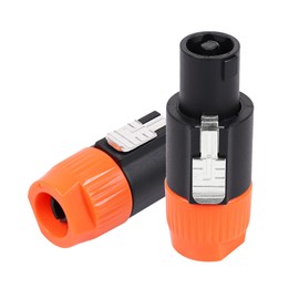 Pack of 8 Speakon Connectors, 8pcs NL4FC NL4FX NL2FC 4 Pole Speak-ON Connector with Twist Lock, Pro DJ PA Stage, Studio, Concert, Pub Audio Adapter Plugs (Orange)