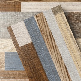 GreenFullHouse Peel and Stick Floor Tile Vinyl Wood Plank 36-Pack 54 Sq.Ft, Multi-Colour, Rigid Surface Hard Core Easy DIY Self-Adhesive Flooring