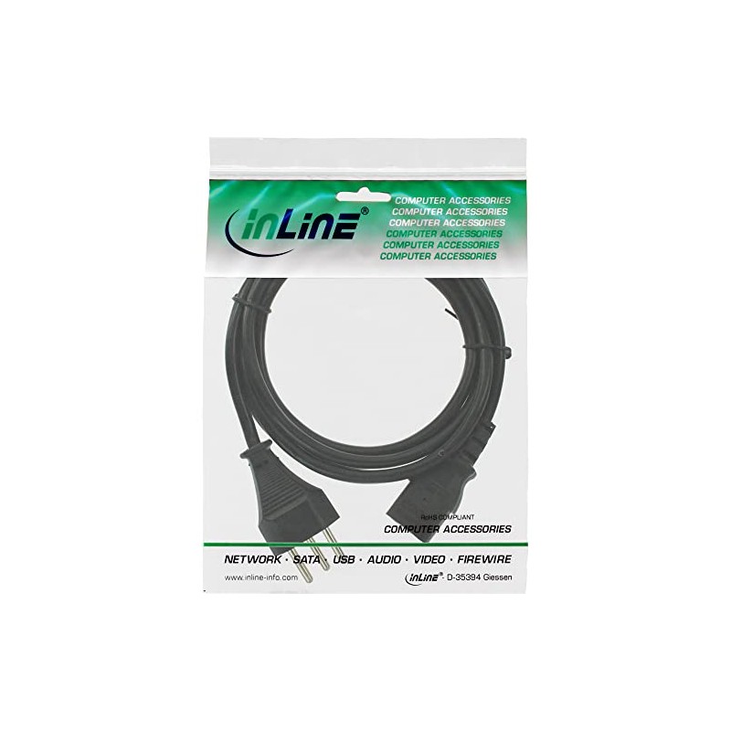 InLine 16653R Power Cable Switzerland to IEC Plug C13, 3