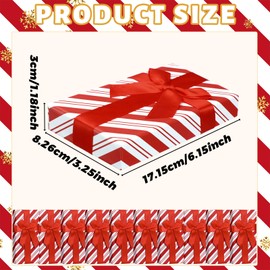 Yeyeplum 12 Pcs Christmas Gift Boxes with Lids Bow Velvet Present Giving Boxes Christmas Classic Velvet Design for Holiday Giving Decorative Wrapping Present Gift (Red White Striped)