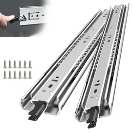 SLIDEWAY Heavy Duty Locking Drawer Slides 1 Pair 12 14 16 18 20 22 24 32 40 Inch 150 Lbs Full Extension Ball Bearing Sliding Rails Cabinet Runners Tracks Tool Box Glides-32