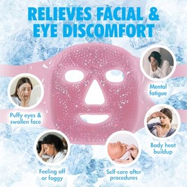 Perfect Remedy- Compresa de hielo facial, mascarilla facial reutilizable de frío y calor, compresa de gel para ayudar con los ojos hinchados y aliviar la inflamación, mascarilla facial refrescante tip