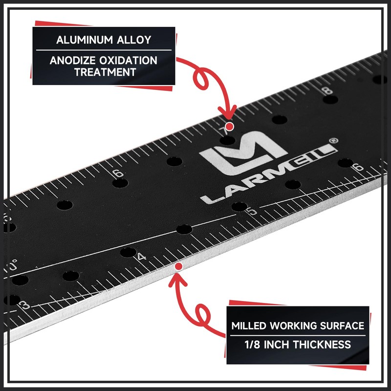 LARMEIL 12 Inch Framing Square Carpenter Square, Tri Square Tool,