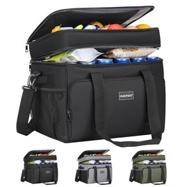 Hulongo Insulated Soft Cooler Bag, Large Ice Coolers Soft Sided Ice Chest for Beach, Camping, Car, Collapsible and Portable, 42L, 60Cans, Black