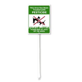 Bidesign (8X12) IN This Area Has Been Treated With Pesticide Metal Lawn Yard Sign for House Garden with Metal Stakes Standing Yard Grass Tin Signs for Home Decor Outside