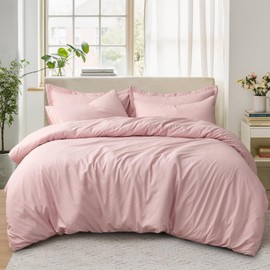 Tifschlaf Single Duvet Cover Set - Single Bedding Set Soft Brushed Microfiber with Zip Fastening, Quilt Bed Cover with 1 Pillowcase, Pink Rose