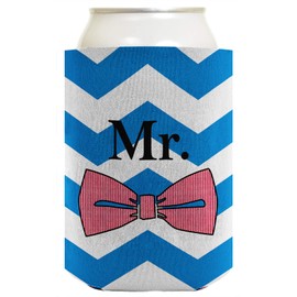 Wedding Coolie Mr and Mrs Southern Preppy Bow Bowtie Bridal Shower Gift Bachelorette Party 2 Pack Can Coolie Drink Coolers Coolies Premium Full Color
