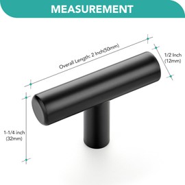 HOME EDIT 20 Pack Single Hole Matte Black Kitchen Cabinet Hardware Handles Black Round Dresser Drawer Pulls Stainless Steel Cabinet Pulls Kitchen Cupboard Handles with 2" Length