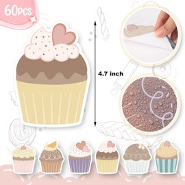 Boao 60 Pcs Colorful Cupcakes Cutouts Birthday Classroom Bulletin Board Decoration Cupcake Paper Cutouts for Birthday Chart Classroom Creative Name Tags Teaching Press,6 Patterns,4.7 Inches (Pastel)