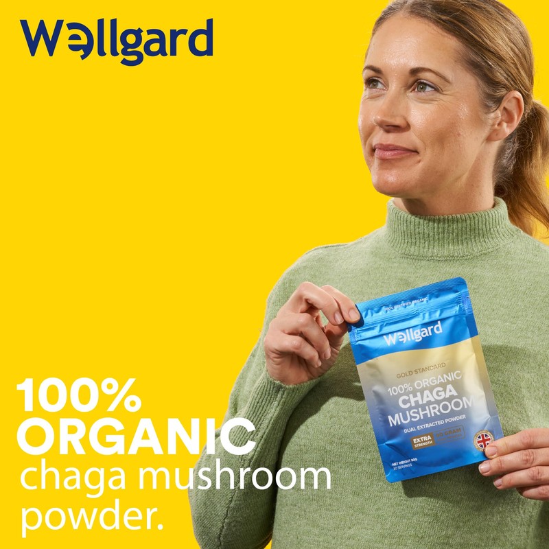 Wellgard Organic Chaga Mushroom Powder 90 Grams - Mushroom Supplement,