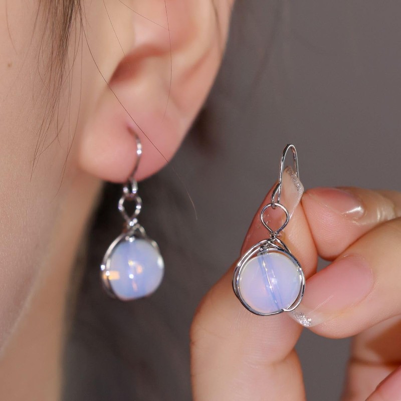 Moonstone Earrings 925 Sterling Silver Moonstone Drop Dangle Earrings, Moonstone