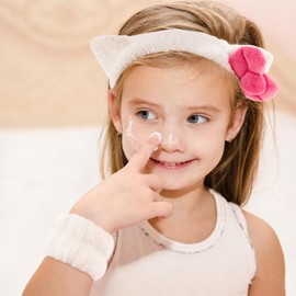 Canitor Kitty Spa Headband with Wrist Bands for Girl Women Cute Birthday Gifts Skincare Makeup Face Wash Headband Skin Care for 3 4 5 6 7 8 9 Year Old Gifts Accessories