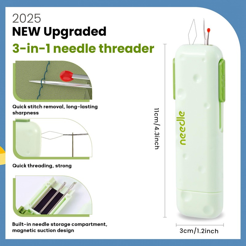 New Upgraded 3 in 1 Automatic Needle Threaders Seam Ripper