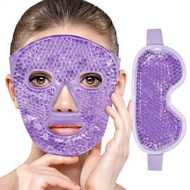 2PCS Máscaras de Hielo para Ojos y Cara,Mascarilla de Gel Facial - Morado | Antifaz de Gel para Cara y Ojos Reutilizable, Fría/Caliente con Respaldo de Felpa Suave, Alivio del Estrés,Cuidado de la Piel