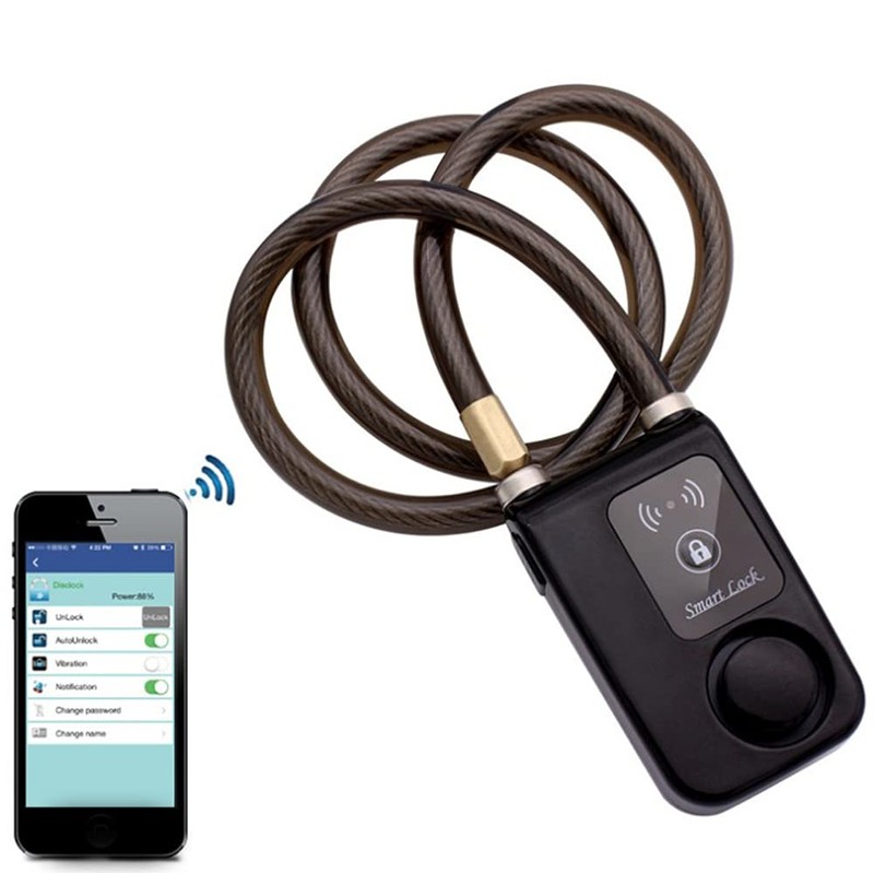 Bicycle Lock, App Control, Bluetooth Smart Lock, Anti-Theft Alarm Chain