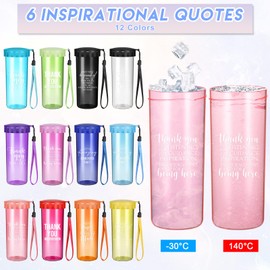 Rtteri 12 Pcs Team Appreciation Gifts Thank You Cups 15oz Inspirational Water Bottles Bulk Camp Gifts for Students Women Men Volunteer Staff Coworker(Multicolor,Inspirational)