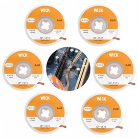 RuiChy Solder Wicks 6pcs Soldering Wire Desoldering Wick 1.5mm Width x 1.5m Length No Clean Soldering Wick Wire Roll Desoldering Braid for Remove The Solder Electrical Components