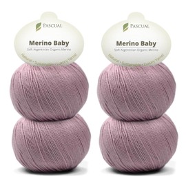PASCUALI Merino Baby 100% Virgin Wool Merino Wool for Knitting and Crocheting, Set: 4 Balls - 200 g, Colour: Rose Quartz 311
