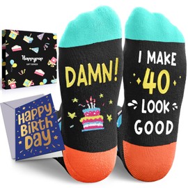 HAPPYPOP 40th Years Old Birthday Gifts - 40th Birthday Gifts With Greeting Card 1985, 40 Year Old Socks
