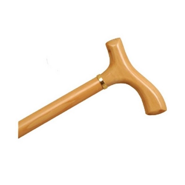 Wood Cane With Fritz Handle and Collar - Natural Stain