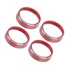 4pcs A/C Air Vent Knob Trims Rings Red Aluminum Alloy