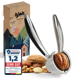 kjøk Premium Nutcracker for Walnuts Made of Metal - Sturdy Nut Cracker with 350 g Weight - Walnut Cracker Made of Zinc Alloy in Shiny Chrome - Nut Cracker Also for Hazelnuts and Other Nuts