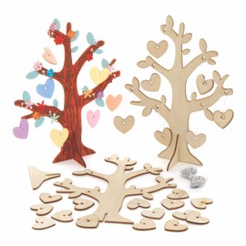 Baker Ross AX759 Heart Tree Craft Set - Pack of 2, Wooden Crafts for Children to Paint, Decorate and Give as a Gift for Valentine's Day or Mother's Day