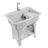 BEACCOSS Plastic Freestanding Laundry Tub Sink with Washboard, Faucet &