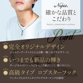 Napist MISASAGI Men's Necklace, 316L Surgical Stainless Steel, Hypoallergenic Pendant, Accessory, Silver, Stainless Steel