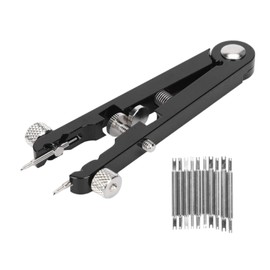 Aiyraa Watch Strap Tool, Type Watch Strap Spring Bar Pliers on Aluminium Alloy with Robust 8 Tips, Watch Tool Bracelet Remover, Precision Tweezers for Watch Straps Changing and Repair, black