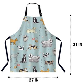 BGBDEIA Different Doodle Dogs Apron for Women Men, Adjustable Apron Cooking Kitchen Chef Apron for Home Kitchen, Baking Gardening BBQ, Coffee House, Restaurant