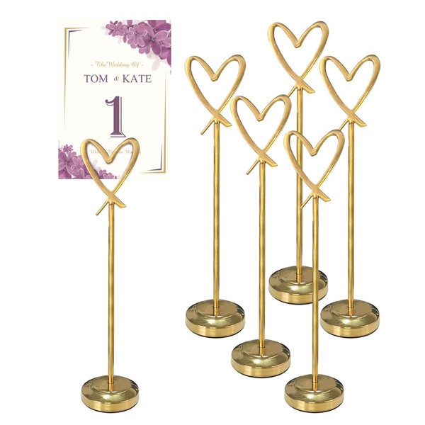 5pcs Heart Shape Clip Place Cards Holder, Menu Holders for
