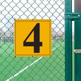 i-CowFun Premium Aluminum Number Signs 4, Metal 12" X 12" Yellow Numbered Signs Outdoor for Parking Lots, Floor, Dock, Court, Aisle, Field, High Visibility, No Fade, Weather-resistant