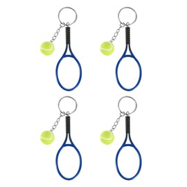 PATIKIL Tennis Keychain, 4Pcs Mini Tennis Racket Keychain Key Ring Tennis Ball Cute Sports Keyrings for Sport Lovers, Navy Blue