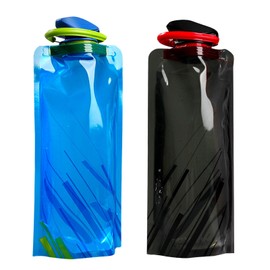 MUNSKT 2 Piece 700ML Foldable Water Bottles, Flexible Foldable Reusable for Hiking, Travel, Adventure