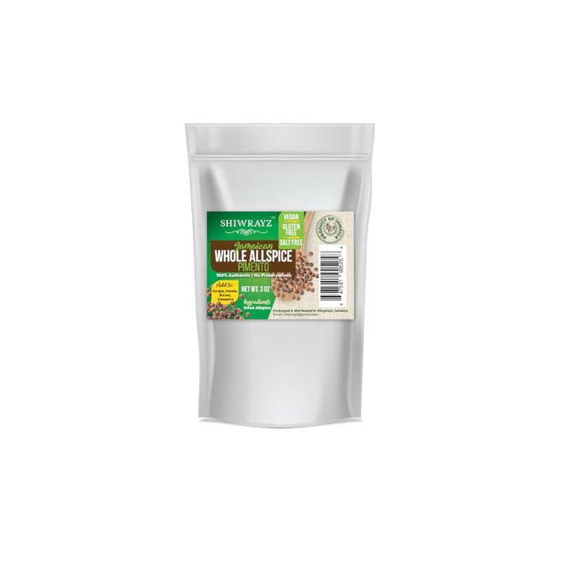 SHIWRAYZ Jamaican Allspice Whole 3 oz, Jamaican Pimento Berries, 100%