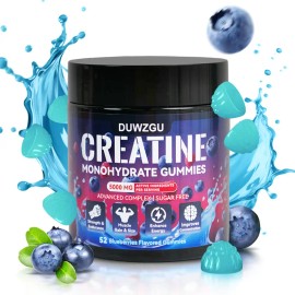 Creatine Monohydrate Gummies – 5000mg per 4 Tablets, Blueberry Flavor, Muscle Support & Energy Boost, Fitness & Daily Wellness Supplement