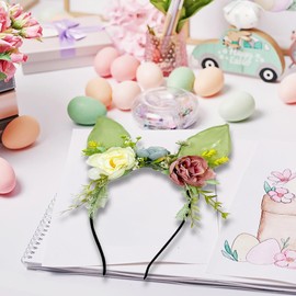 Harilla Easter Bunny Ears Headband Alice Band Headpiece Cute Hair Accessories Headwear for Christmas Carnival Easter Party Decoration Green