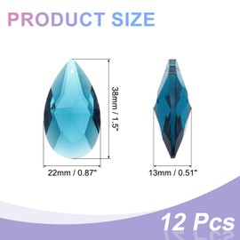 sourcing map 12Pcs Teardrop Crystal Beads, 38mm Faceted Chandelier Hanging Pendants Beads, Chandelier Prisms Parts for Home Hanging Decoration, Sky Blue