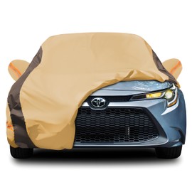 FSGRICH Corolla Car Cover Heavy Duty Waterproof All Weather Compatible with Toyota Corolla Sedan (2000-2024), Outdoor Anti-UV Sun Rain Protection Full Exterior Cover (Camel with Brown)