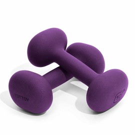 YOTTOY Weights Dumbbells Set for Women,10 Pound Dumbbells Set of 2, Non-Slip Hand Weights for Home Workouts, Portable Strength Training Neoprene dumbbells (Purple, 10LB-Pair)