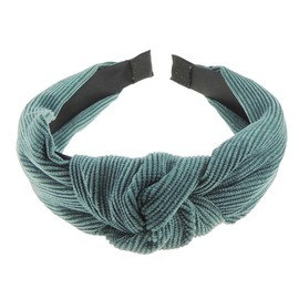 Womens Girls Wide Top Knot Knotted Winter Turban Evening Corduroy Soft Fabric Headband Alice Band Hair Band Vintage Look Wedding Boho Party Christmas Birthday (Emerald Green)