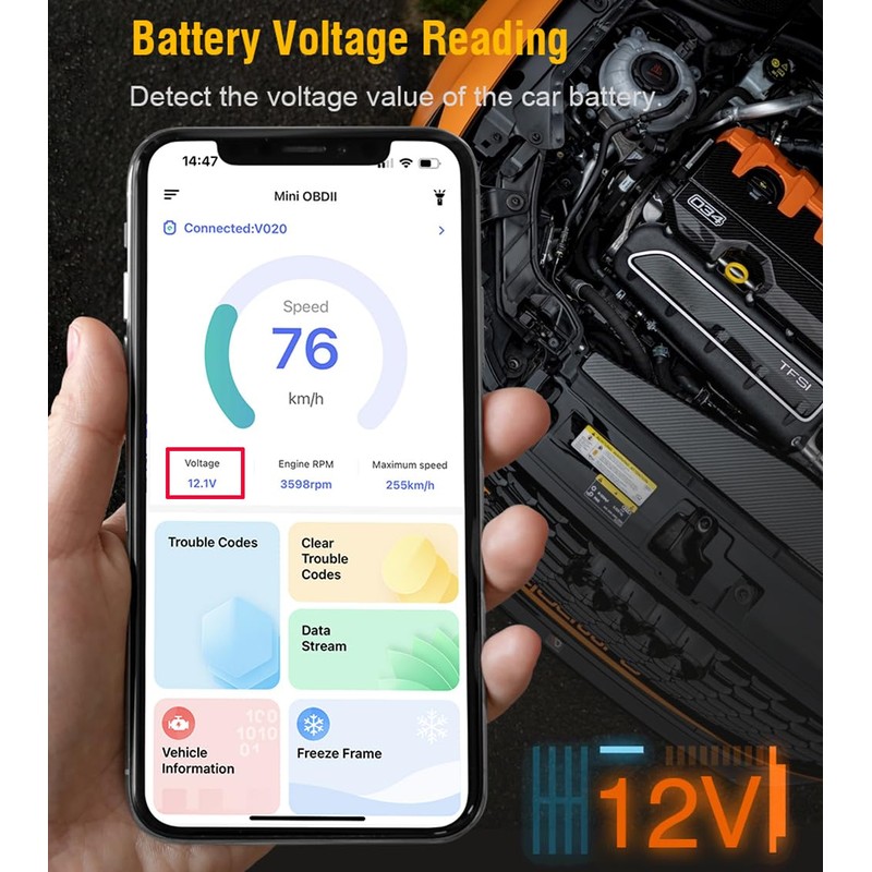 FlyroadUp OBD2 Scanner Bluetooth for iPhone iOS Android OBDII Diagnostic