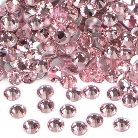 288PCS Art Nail Rhinestones non Hotfix Glue Fix Round Crystals Glass Flatback for DIY Jewelry Making with one Picking Pen (ss30 288pcs, Lt. Rose)